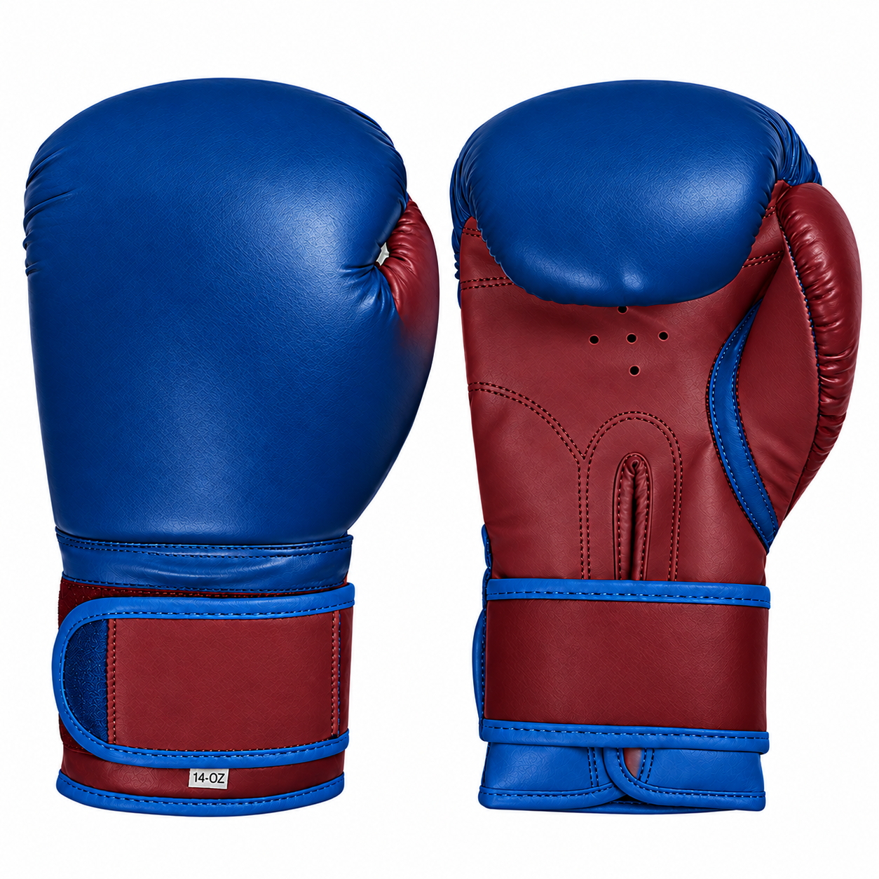 Boxing Gloves Synthetic Leather Blue & Maroon Custom Boxing Gloves Manufacturer